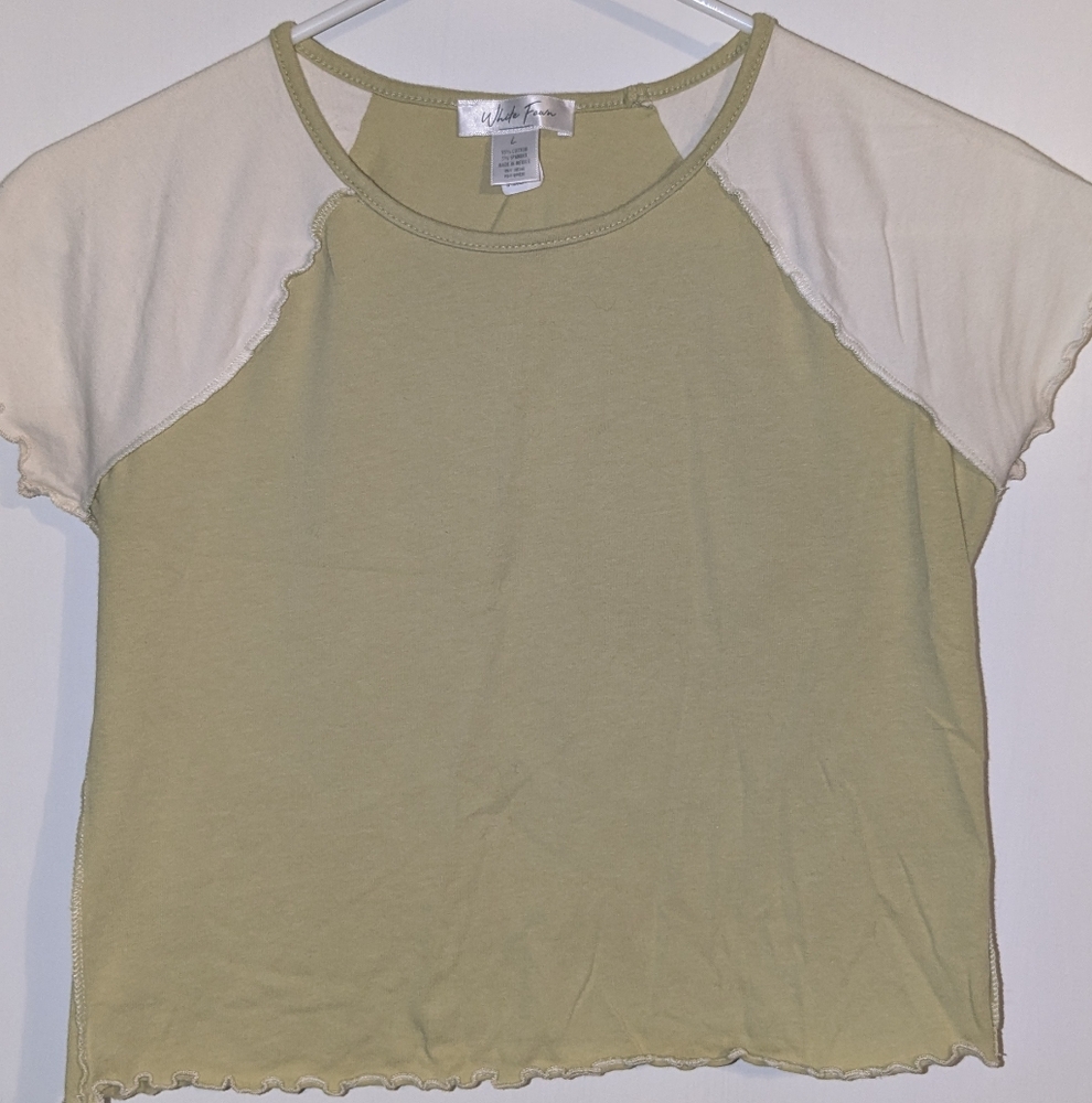 White Fawn baby tee lettuce trim Tilly's